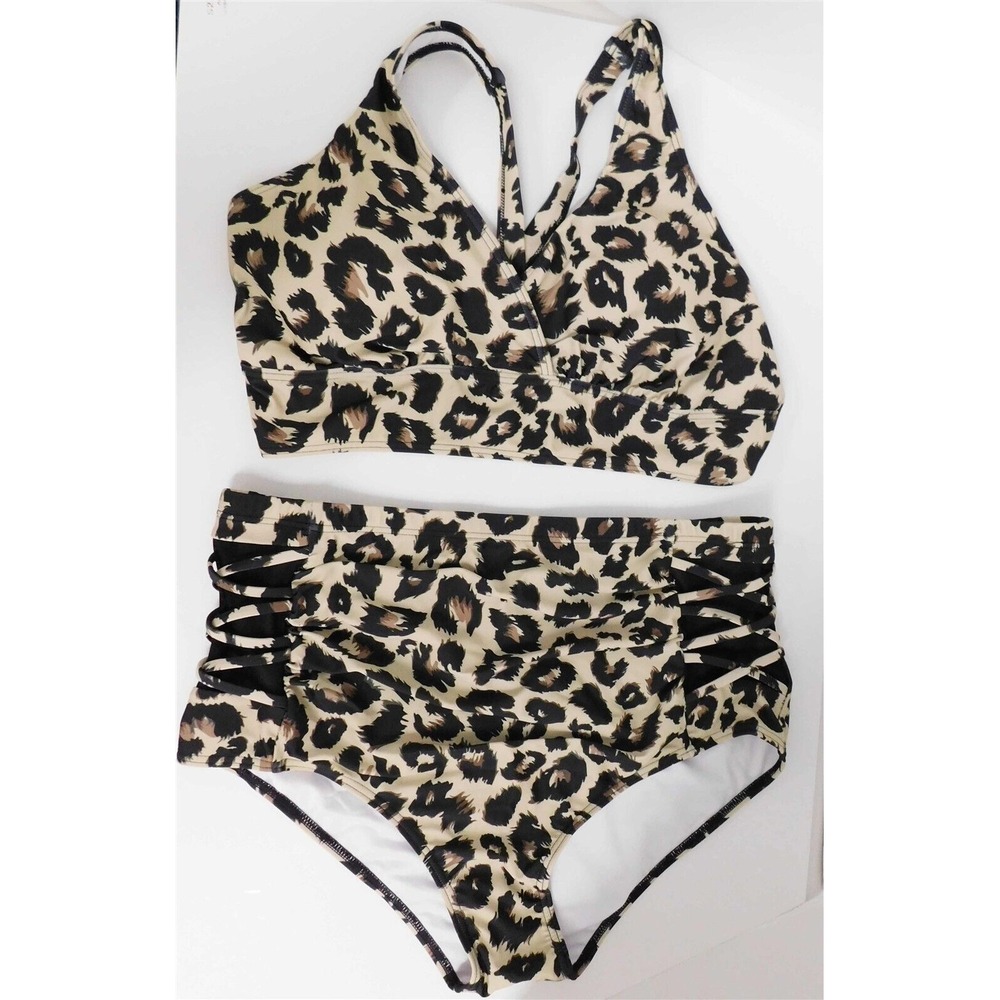 New Yonique Animal Print 2 pc Bathing Suit sz 16